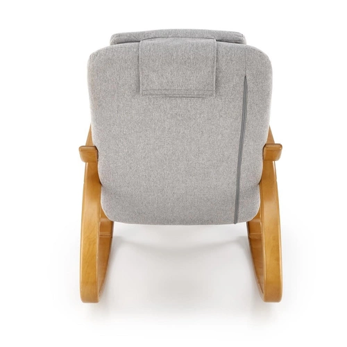 Šedé čalouněné houpací křeslo Grenville do obýváku moderní pohodlné relaxační křeslo