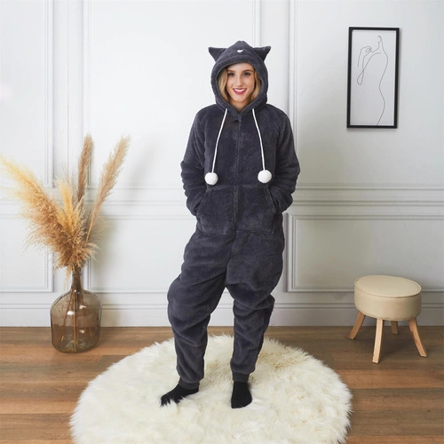 Onesie Cat suit velikost L šedá