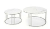 Sada 2 kulatých konferenčních stolků Yasmine skleněných glamour stříbrno-bílých do obýváku