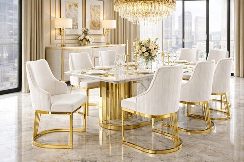 Židle Shively béžová sametová s područkami do jídelny ve stylu glamour