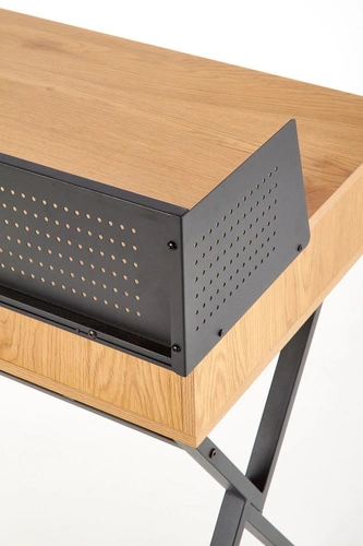 Pracovní stůl Inside industriální s nástavcem a zásuvkou dub zlatý černý 110 cm Intesi