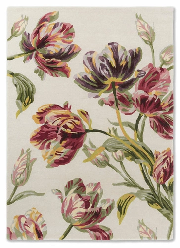 Klasický květinový koberec do obýváku Gosford Cranberry 170x240 cm vlněný ručně tkaný Laura Ashley