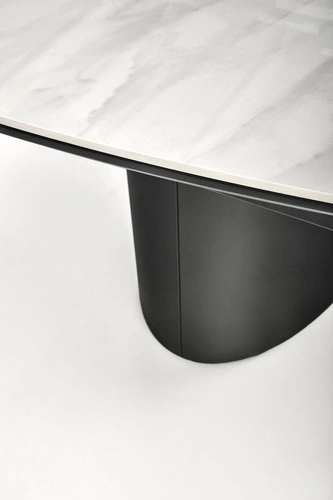 Rozkládací jídelní stůl Demin bílý mramor moderní na jedné noze 160–220 cm Intesi