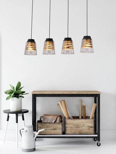 Závěsné svítidlo Fresno černé skleněné 4bodové nastavitelné do obýváku a jídelny