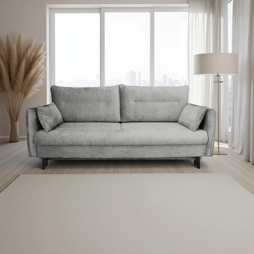 Rozkládací dvoumístná pohovka Totana šedá s úložným prostorem ve skandinávském stylu do obýváku