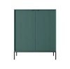 Vysoká zelená komoda s drážkovaným povrchem na černých nohách moderní do obýváku Intesi