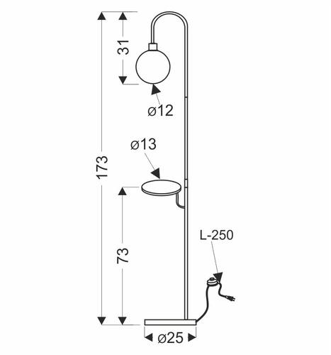Černá stojací lampa 1x40W G9