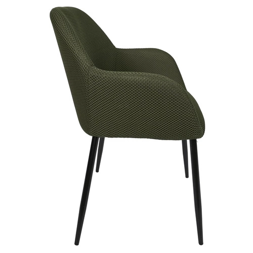 Čalouněná židle Lavia zelená khaki s područkami do jídelny a obýváku