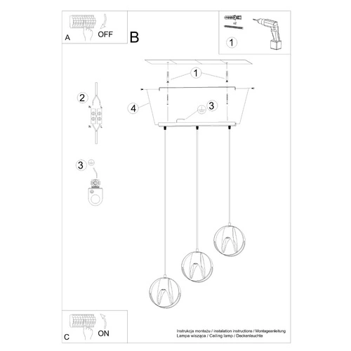 Závěsné svítidlo koule Tulos 3 světla černé do obýváku, jídelny nebo nad kuchyňský ostrůvek