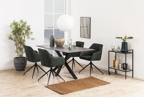 Otočená čalouněná jídelní židle Brenda Actona s područkami v olivové barvě moderní