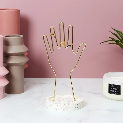 Stojan na šperky Arty zlatý terrazzo na prsteny a náramky glamour