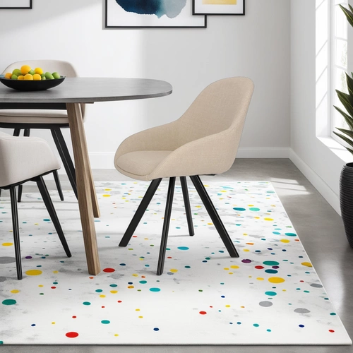 Čalouněná jídelní židle Nels béžová s područkami moderní černé nohy