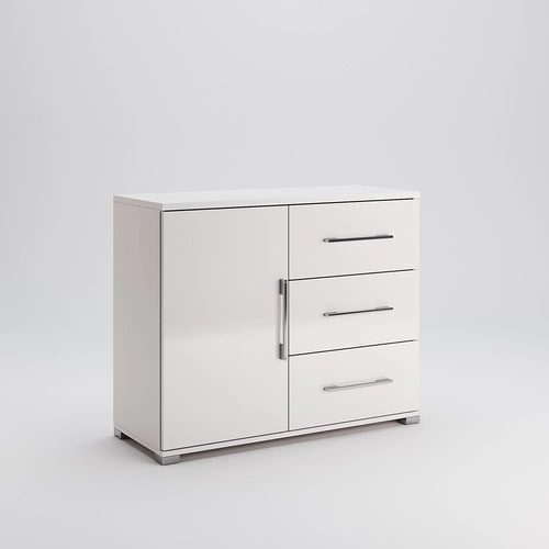 Komoda Flory 100 cm bílá lesk moderní se zásuvkami do obýváku Intesi