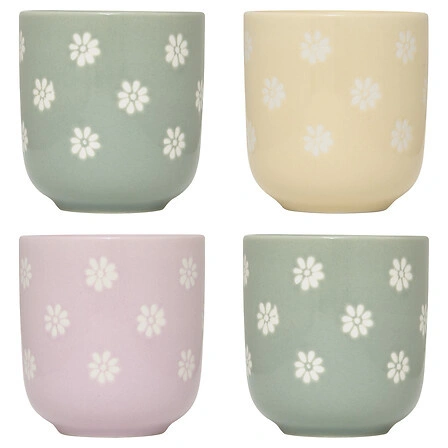 Sada 4 keramických šálků na espresso Margot 100 ml barevná