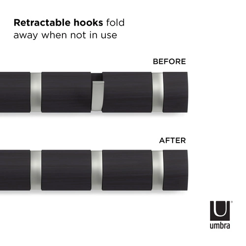 Věšák, 5 úchytů, driftwood/ nikl FLIP výprodej