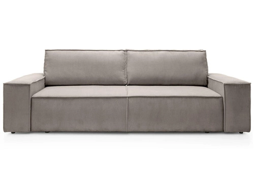 Rozkládací pohovka Molde z manšestru béžová s úložným prostorem a funkcí spaní do obýváku