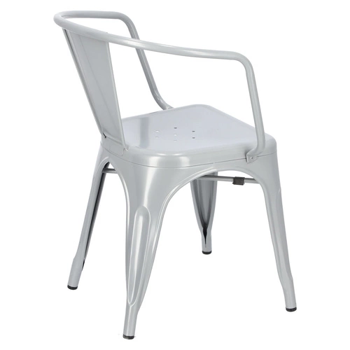 Kovová židle Paris Arms šedá do jídelny a kuchyně s područkami ve stylu Tolix