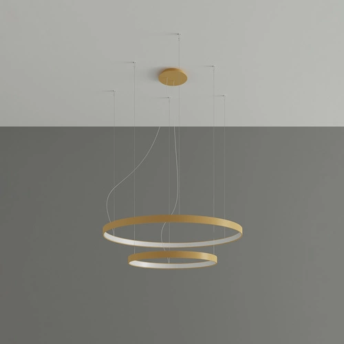 Moderní zlatý LED lustr RIO 2 do obýváku a jídelny 78 cm hliník Thoro