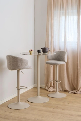 Barový stůl Malta kulatý do kuchyně keramika kašmír 80 cm Actona