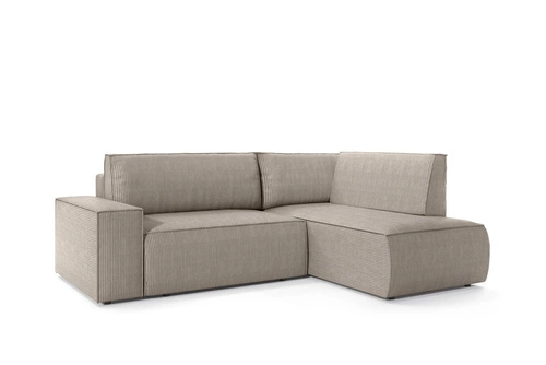 Rozkládací rohová pohovka s funkcí spaní Molde L manšestrová béžová pravá do obýváku s úložným prostorem