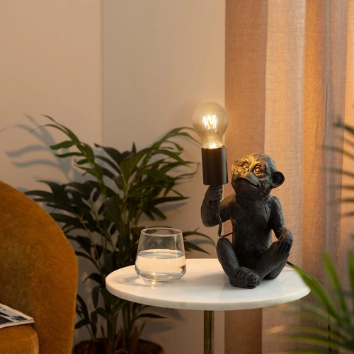 Noční lampa Monkey Atmosphera černá moderní do ložnice a obýváku 24,5 cm glamour