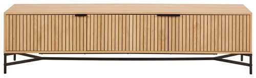 Moderní černá TV skříňka s drážkováním Jaipur dub 180 cm na nožkách do obývacího pokoje Actona