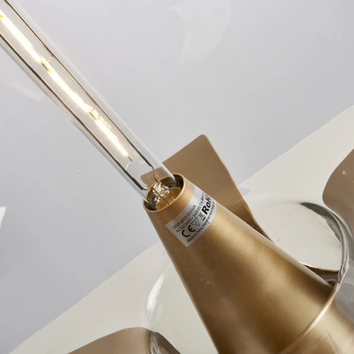 Stolní lampa FATA moderní skleněná průhledná zlatá 35 cm do obýváku a ložnice