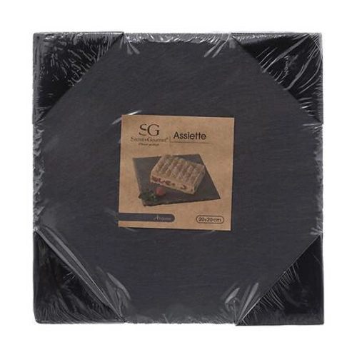 Čtvercový servírovací talíř z břidlice 20x20 cm černý moderní do jídelny 5five