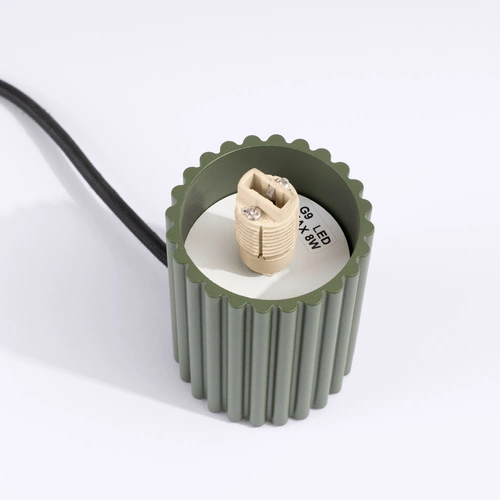 Moderní stolní lampa HALO olivově zelená hliník sklo do kanceláře a ložnice SOLLUX