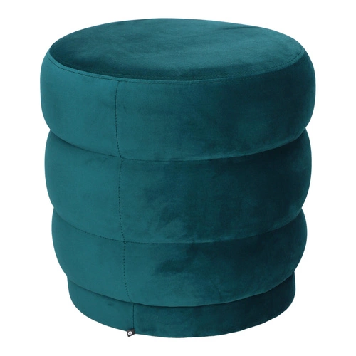 Okrúhlý čalouněný taburet Sinan v mořské barvě do obýváku a předsíně moderní Atmosphera 40 cm