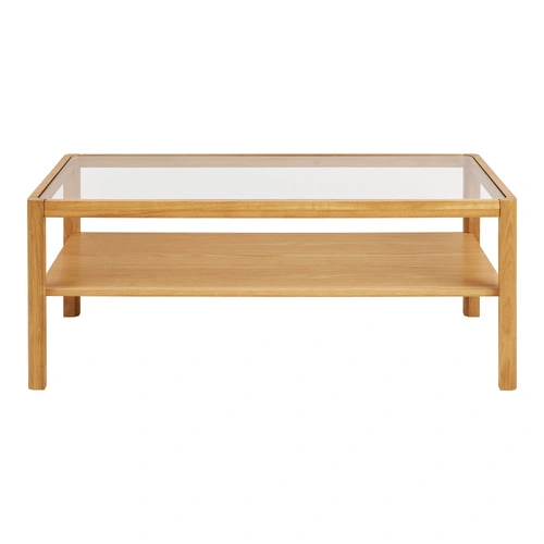 Konferenční stolek Lourmarin skleněný obdélníkový dubový moderní 110x60