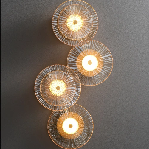 Nástěnné LED svítidlo LUXIO-4 jantarové sklo glamour do obýváku a ložnice 32 cm