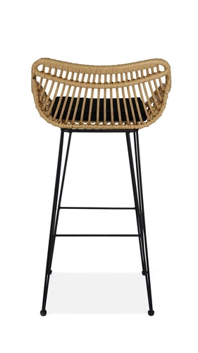 Hoker Surabaya ratanový s opěrkou a područkami do kuchyně skandinávský černý