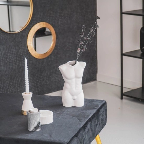 Keramická váza bílý mužský torzo HV decor moderní dekorace do obýváku 24 cm