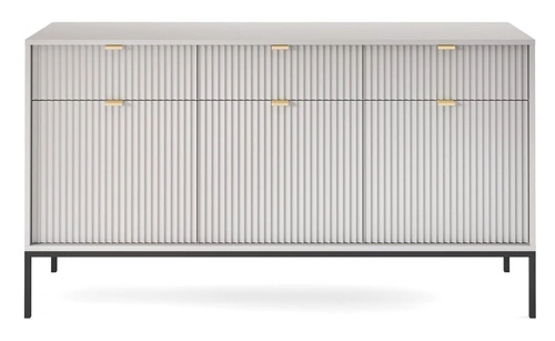 Moderní šedá komoda Delicious s drážkováním 154 cm se zásuvkami na nožičkách do obývacího pokoje Intesi