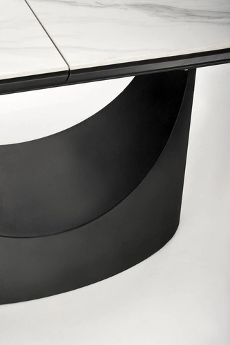 Rozkládací jídelní stůl Demin bílý mramor moderní na jedné noze 160–220 cm Intesi