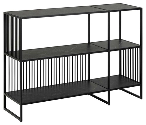 Knihovna do obýváku Strington nízká černá kovová loftová 120 cm Actona