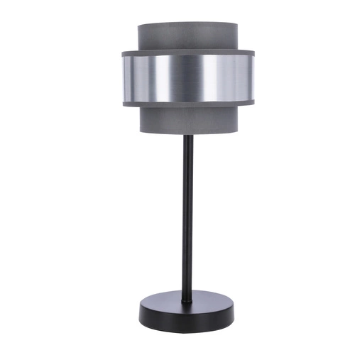 Moderní noční lampička Hare se šedo-stříbrným stínidlem do ložnice a obýváku černá