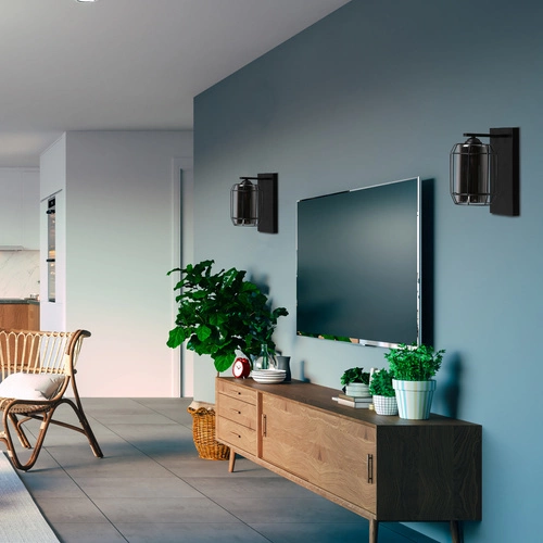 Nástěnné svítidlo Jonera moderní černé s kouřovým sklem do obýváku a ložnice 25 cm