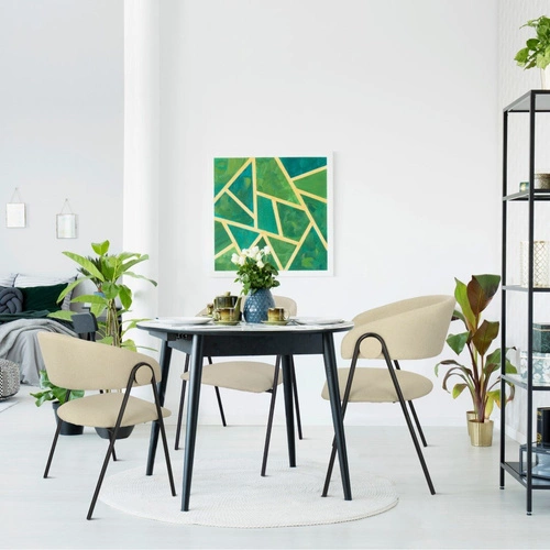 Čalouněná jídelní židle Larisa béžová s područkami v loftovém stylu