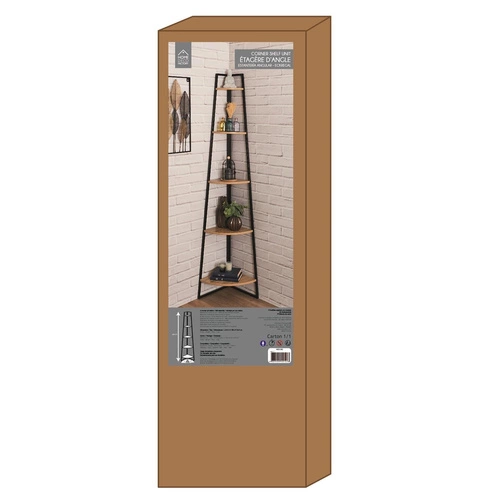 Rohová knihovna na knihy a dekorace Corner II industriální kovová s 5 policemi do obýváku Intesi