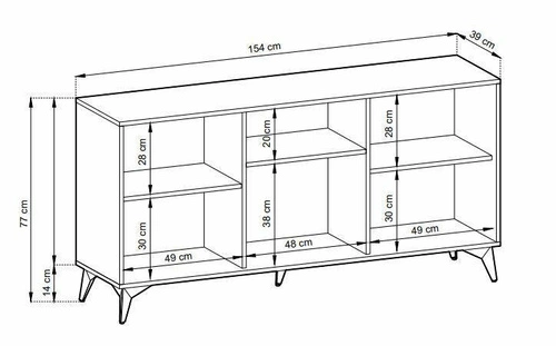 Komoda Fargo 154 cm moderní na nožkách s dekorem rybí kosti do obýváku a ložnice loftová Intesi