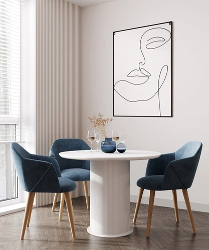 Bílý kulatý jídelní stůl Elia 100 cm moderní glamour na jedné noze Intesi