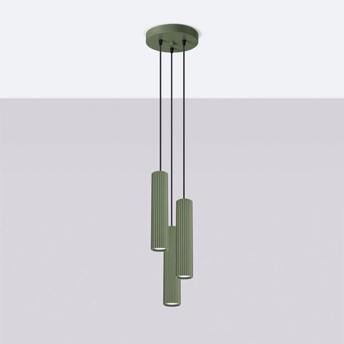Visací lampa KARBON 3P olivová zelená