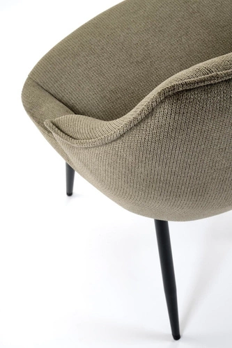 Čalouněná jídelní židle Rania olivová moderní skandinávský styl na černých nohách Intesi