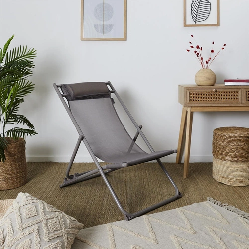 Zahradní lehátko Canard Ventos skládací s nastavitelným opěradlem tmavě béžové moderní