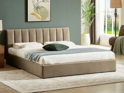 Čalouněná postel Lexington 160x200 béžová s úložným prostorem do ložnice