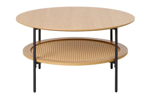 Konferenční stolek Pensacola kulatý 80 cm dub s policí do obývacího pokoje