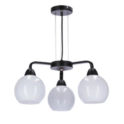 Závěsné svítidlo Caldera černé s bílým stínidlem 3 bodové do obýváku nebo nad jídelní stůl