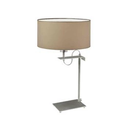 Noční lampička do ložnice Alaska moderní béžová s látkovým stínidlem na stříbrné konstrukci 55 cm